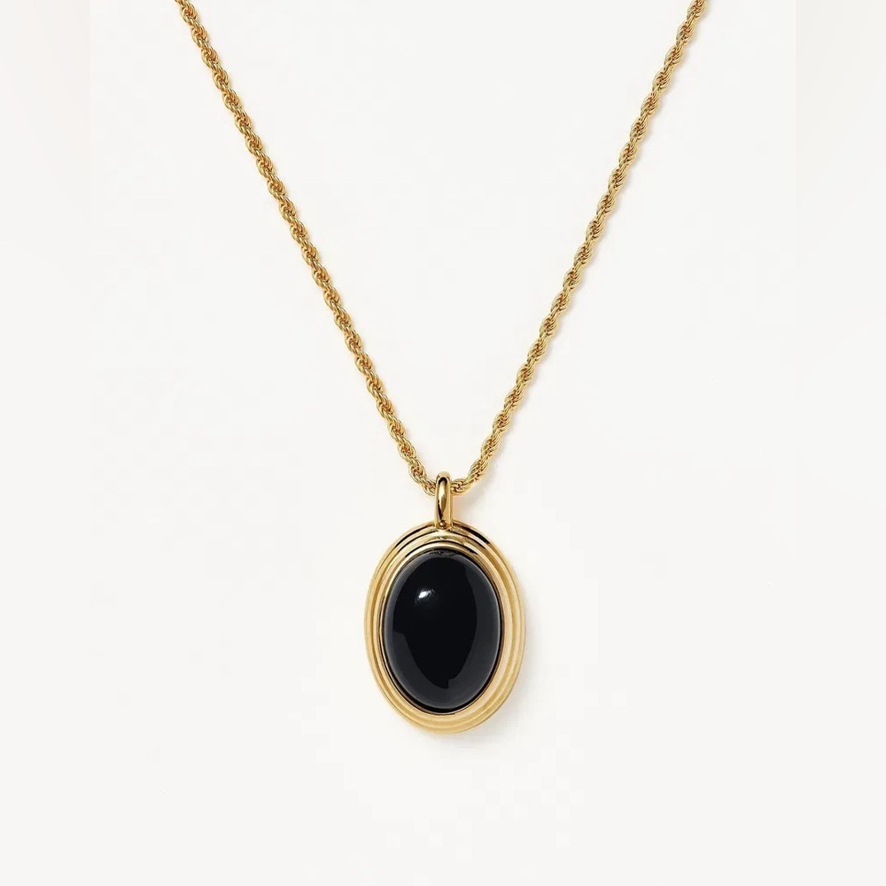Missoma Savi Ridge Black Onyx Pendant Necklace Gold Vermeil NWOT Discontinued - Picture 2 of 16